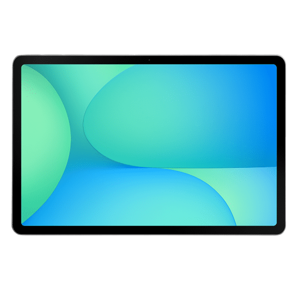 Tablet Samsung Galaxy Tab S10 FE en horizontal, pantalla encendida.