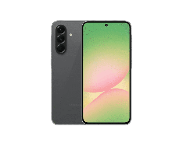 Samsung Galaxy A56 5G negro – vista frontal con pantalla encendida y diseño elegante