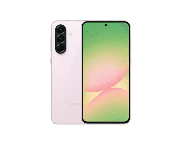 Samsung Galaxy A56 5G rosado – vista frontal con pantalla encendida y diseño elegante